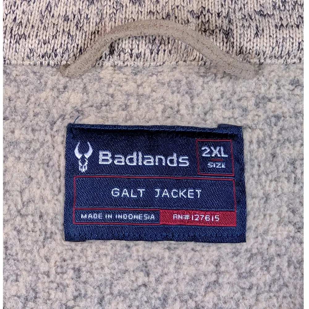 Badlands Galt Jacket Mens 2XL Oatmeal Heather Full Zip Fleece Sweater RN127615